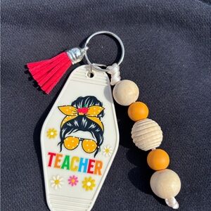 Teacher Keychain with Yellow Accent Tassel